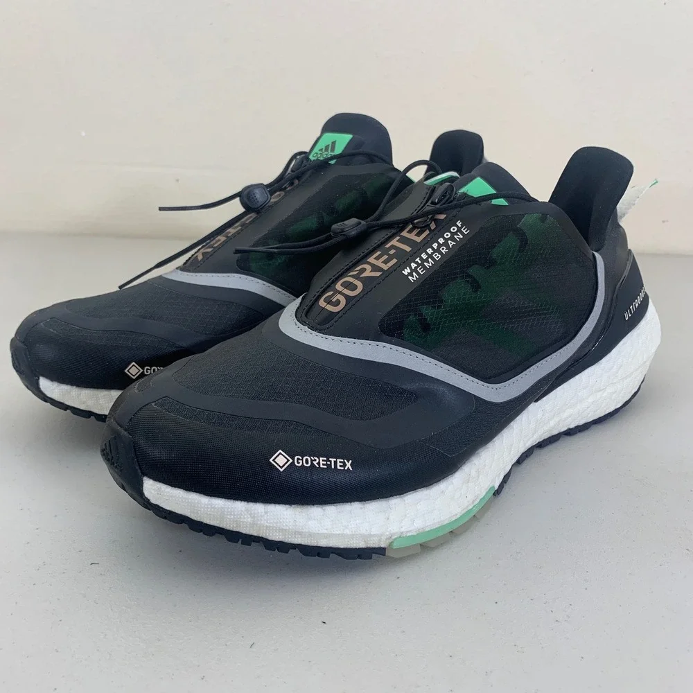 Adidas Ultraboost 22 GTX Sneakers Mens 13 Black Green Waterproof Running GX9127